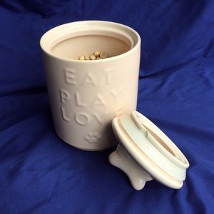 Eat Play Love Dog Treat Jar Pink